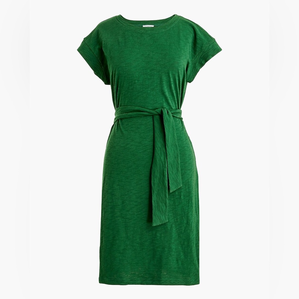 🆕 J. Crew Short-sleeve Tie-waist T-shirt Dress. Size XL. Dark green.